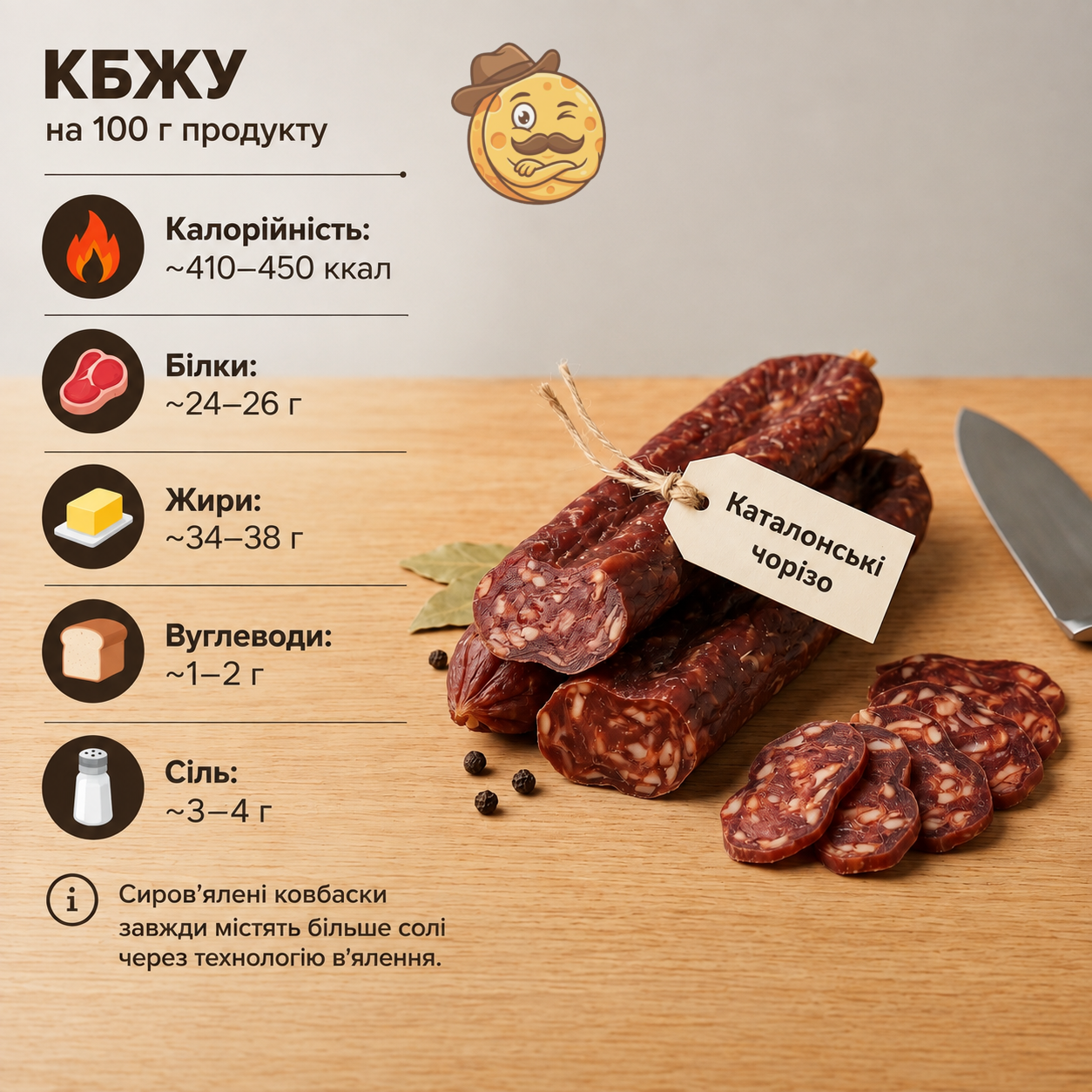 Чорізо каталонські сиров'ялені, колбаски гострі - Зображення 3
