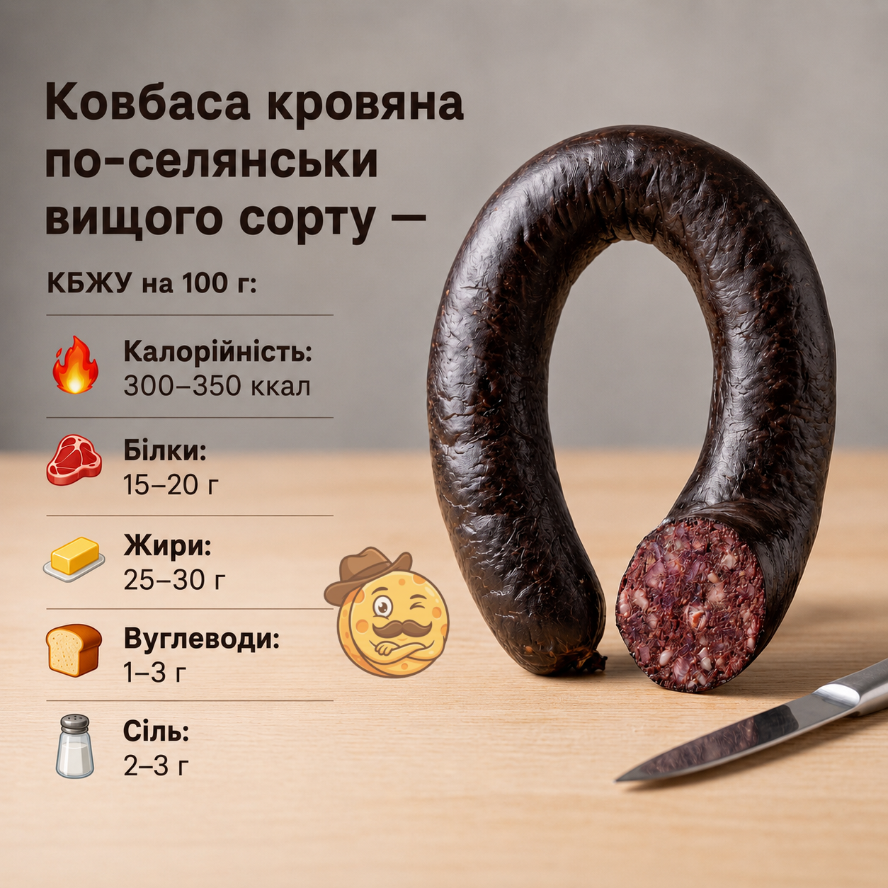 Ковбаса кровяна по-селянськи вищого сорту, вага на вибір - Зображення 3